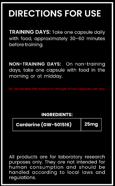 Cardarine (GW-501516) – 25mg Capsules – Fat Loss, Endurance & Performance Research
