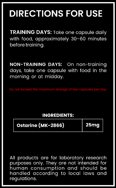 Ostarine (MK-2866) – 25mg Capsules – Lean Muscle, Strength & Fat Loss Research