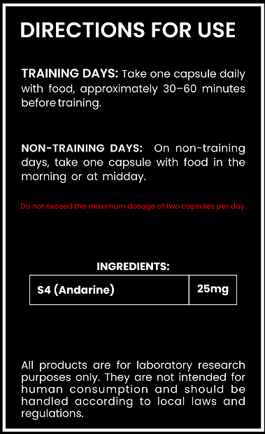S4 (Andarine) SARM – 25mg Capsules – Lean Muscle & Fat Loss Research Compound