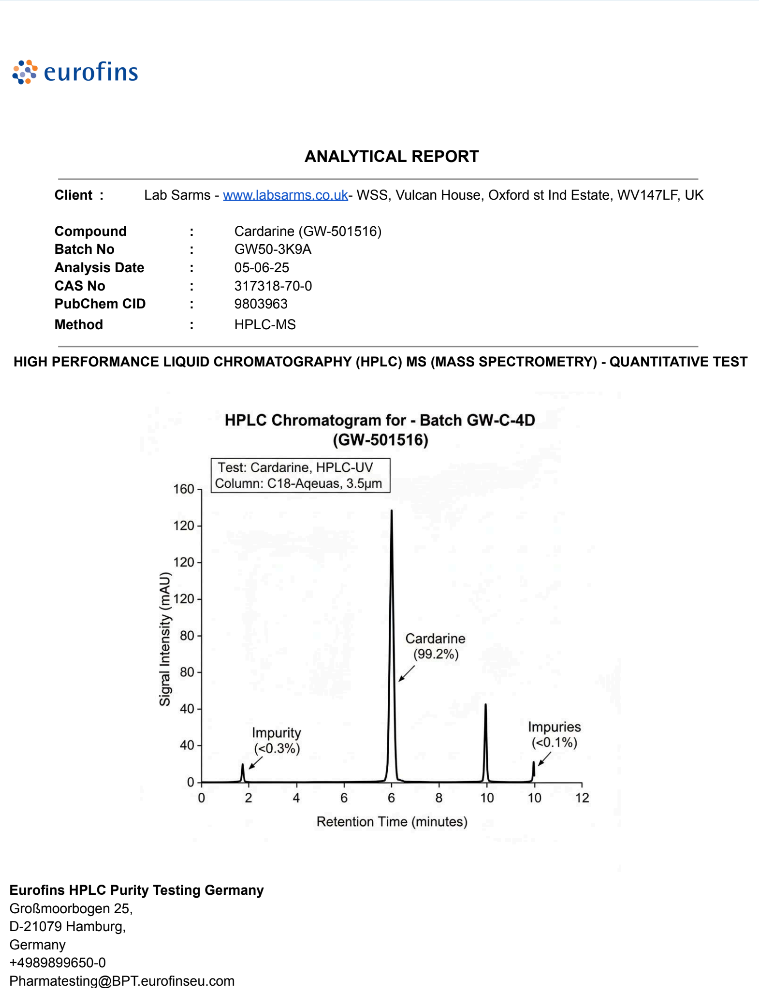 Cardarine (GW-501516) Powder 2g – Lab-Grade Endurance & Fat Loss Compound