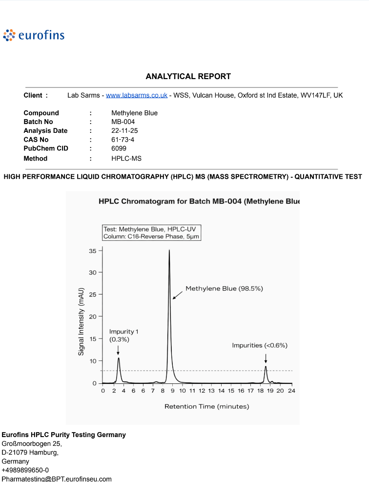 Methylene Blue Capsules – Cellular & Mitochondrial Research Compound