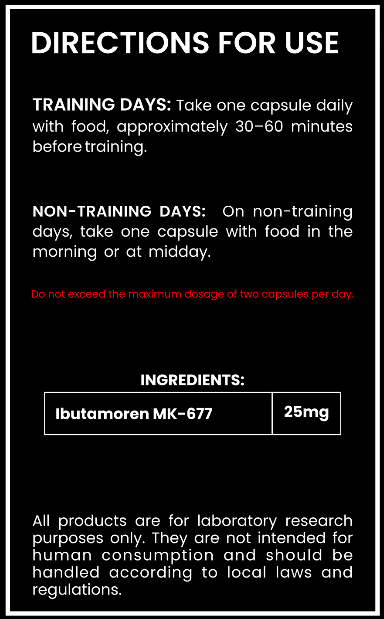 Ibutamoren (MK-677) – 25mg Capsules – Growth Hormone Support & Recovery