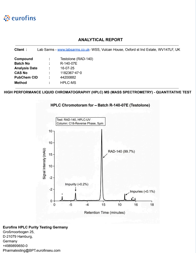 RAD-140 (Testolone) Powder 2g – Lab-Grade SARMs for Muscle Growth & Strength Research